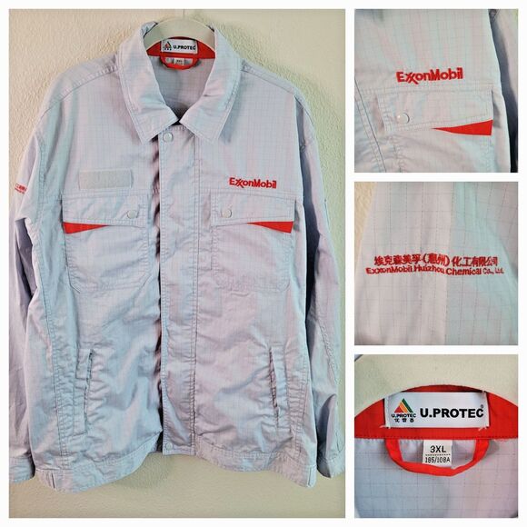 Exxon Mobil Chemical Jacket 3XL U Protec Static Huizhou Plant Zip Snap NICE - Picture 1 of 16
